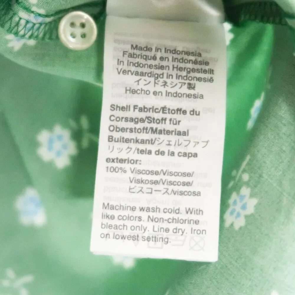 J.Crew Womens Blouse Size Small Green Floral Split V-neck Feminine Office Career